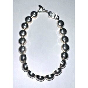 Vintage Premier Designs Sterling Silver Half Dome Bead Bracelet 7.5 11g Crown PD